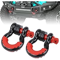 TIPHOPE 2 Pack 3/4〞D Ring Shackle,Tow Shackle Up to 41,887Ibs Break Strength with 7/8〞Pin & Isolator Washers Heavy Duty Tow S