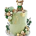 Bear Cake Toppers Bear Balls Cake Decorations with Stars Clouds Cake Toppers for Boy Girl Baby Shower Birthday Party Decorations (Green Bear Set)
