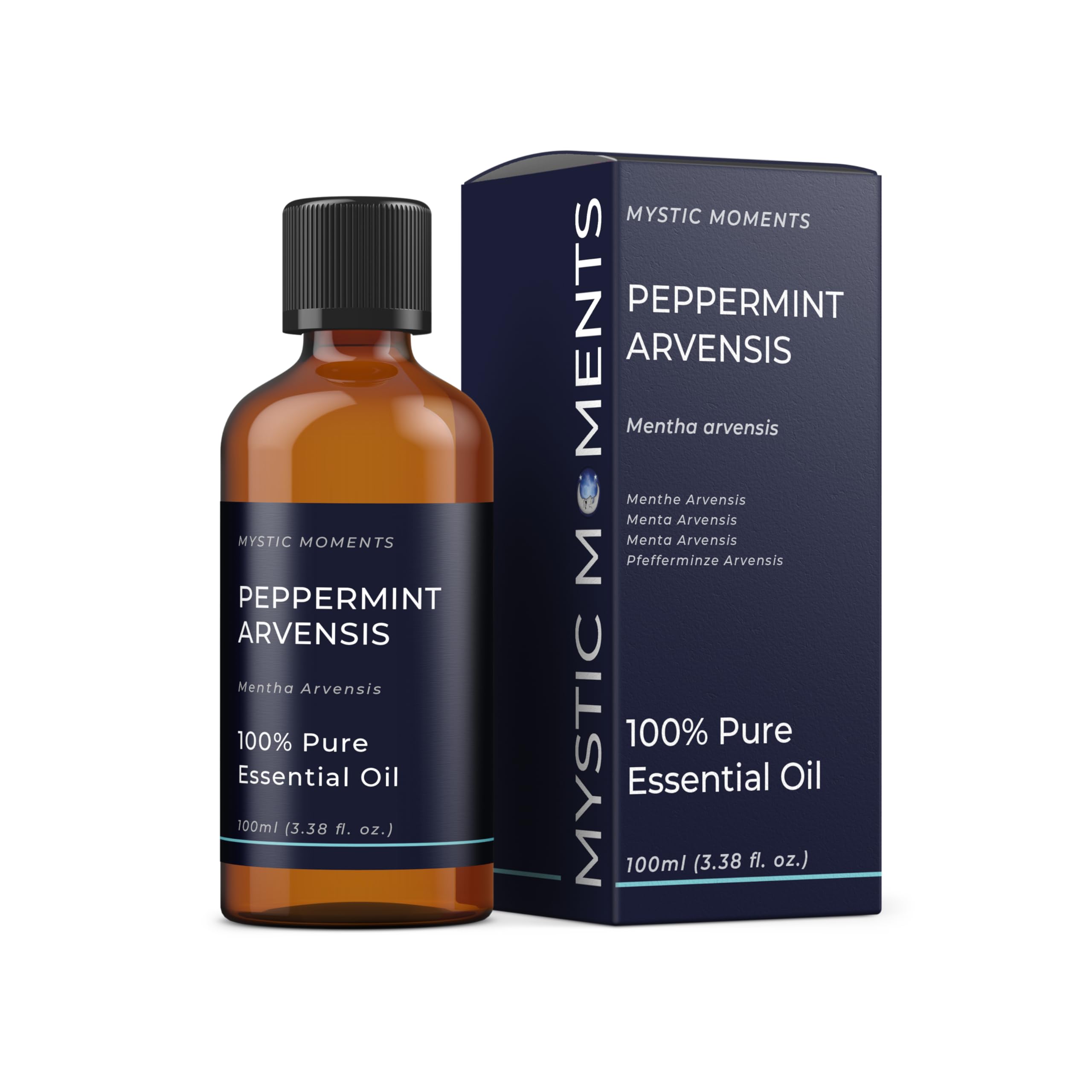 Mystic Moments | Peppermint Arvensis Essential Oil (Mentha arvensis) 100ml | Strong Fresh Mint Aroma for Energising Aromatherapy & Invigorating Diffuser Blends | Vegan & Natural