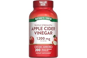 Nature's Truth Apple Cider Vinegar Capsules | 1200mg | 200 Pills | Extra Strength | Value Size | Non-GMO, Gluten Free Supplement