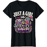 Just A Girl Who Loves Horses Colorful Horse T-Shirt