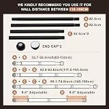 FRENESSA Shower Curtain Rod Stainless Steel Adjustable No Drill 115-185cm Black view 5