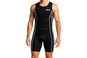 WIXEN SPORTS Wixen Men’s Triathlon Suit – Padded One-Piece Sleeveless Trisuit with Rear Zipper for Running, Swimming, Cycling