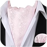 HISDERN Ascot Ties for Men Paisley Floral Ascot and Pocket Square Set Classic Self Tie Mens Cravat Handkerchief for Wedding