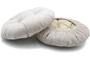 Augld 2 Pack Bar Stool Cushions with Elastic Band Stool Cover 13 Inch Beige