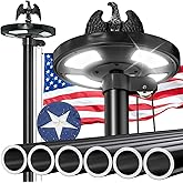 20 FT Heavy Duty Flag Pole with 144 LED Solar Light,12 Gauge Extra Thick Aluminum Flagpole for Outside House Powered and Flag Outdoor,Inground Flag Pole Kit for Residential Commercia(20FT with Light)