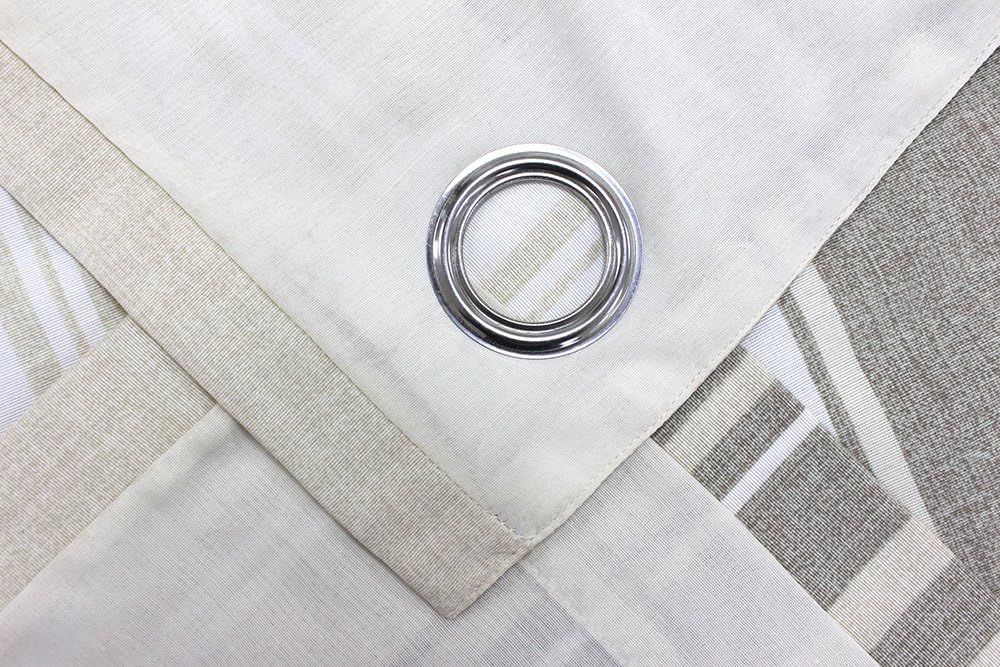 Riva Paoletti Broadway Ringtop Eyelet Curtains (Pair) - Coffee, Beige And Cream, 168cm x 183cm, W 26" x L 35.4" (1 Panels) - Image 4