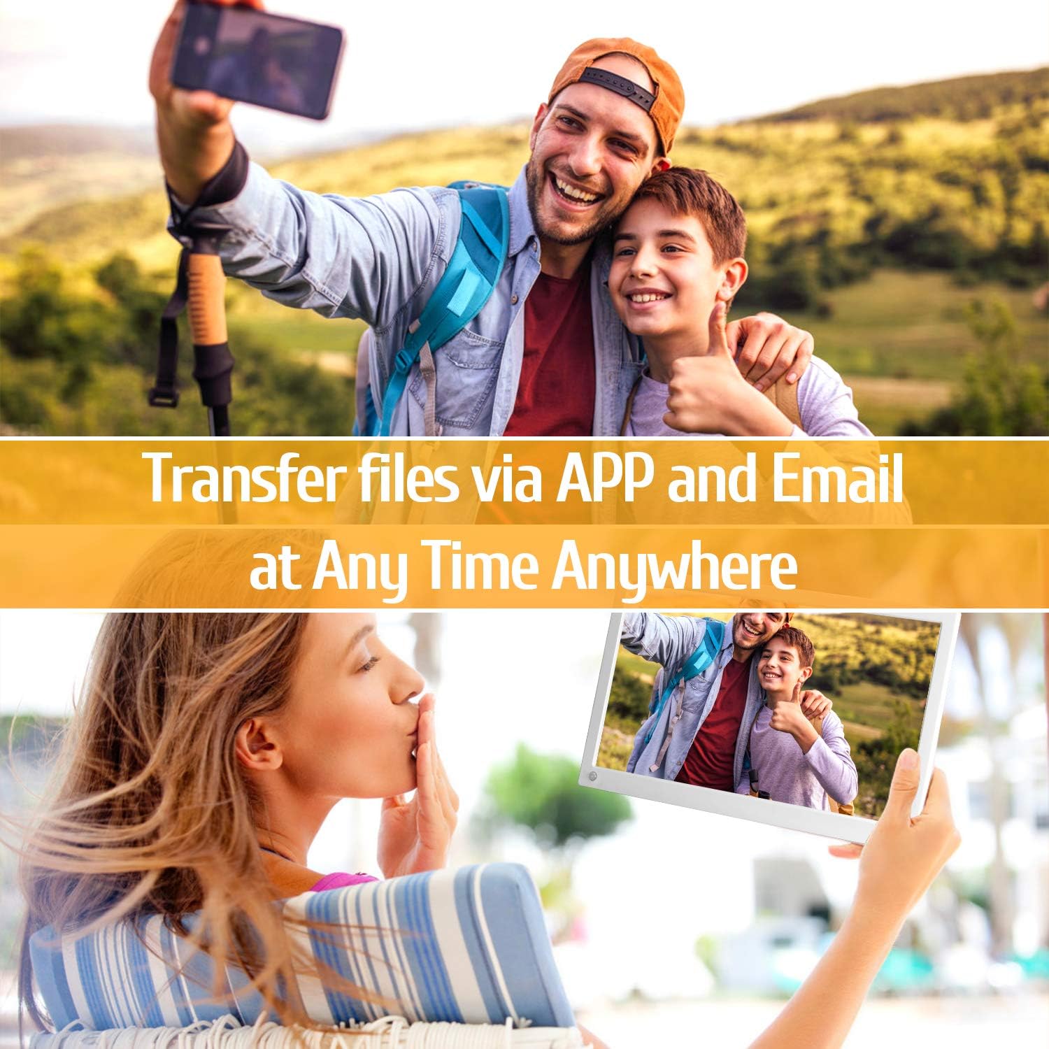 MRQ 15.6 Inch 16GB WiFi Digital Photo Frame with 1080P IPS Display Screen - Share Moments Instantly via App Email from Anywhere, Operation via Remote : Electronics