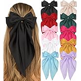 DTERSE Hair Bows for Women Big Bows Hair Accessories for Womens Girls 10PCS, Valentine's Day Hair Bows for Women Cute Oversized Bow Hair Clips with Long Tails, Silky Satin Ribbon Bows for Hair