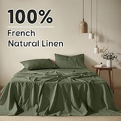 Shilucheng 100% French Linen Sheets - King Size Bed