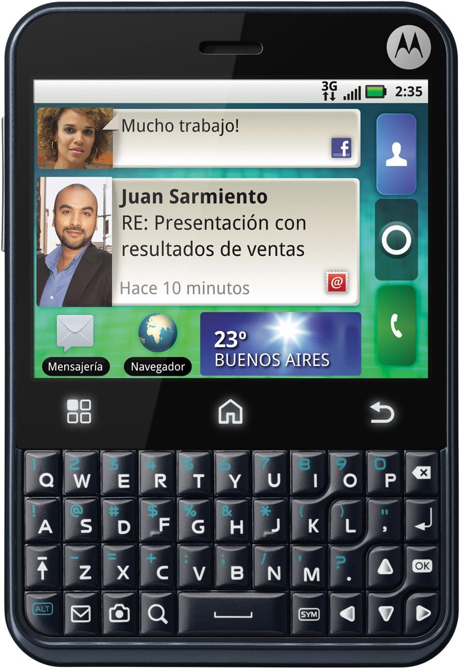 Amazon Com Motorola Mb502 Unlocked Android Phone With Wi Fi 3mp Camera Qwerty Keyboard And Gps Us Warranty Dark Saphire