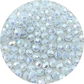 Jmassyang 800 Pieces 6mm Glossy Acrylic Faceted Beads AB Color Crystal Round Plastic Spacer Crafts Bead for DIY Necklaces Bracelets Earrings Jewelry Making Bead Curtains Home Decoration(White AB)
