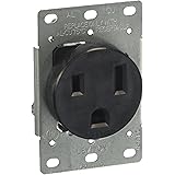 Leviton 5374-S00 50 Amp, 250 Volt, Flush Mounting Receptacle, Straight Blade, Industrial Grade, Grounding, Black, 1-Pack