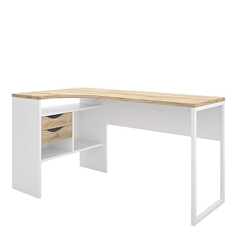 Furniture To Go Function Plus Corner Desk 2 Drawers In White And