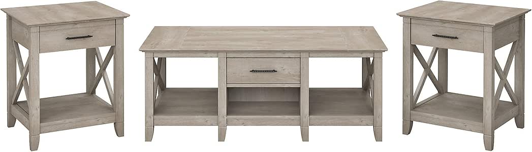 bush furniture key west coffee table with storage washed gray