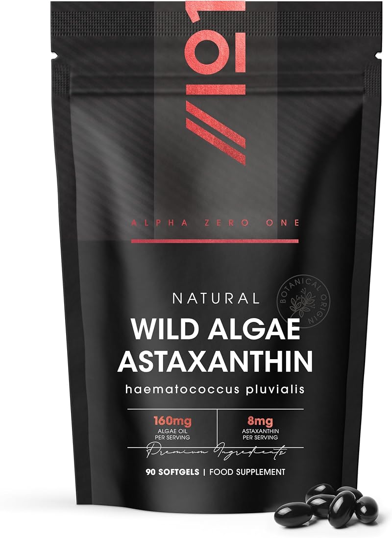 ALPHA01 Wild-Algae Astaxanthin 160mg 90 Softgels Resealable Pouch