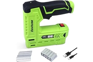 Cevhzoe Electric Staple Gun Kit，3.7V Power Electric Cordless 2-in-1 Staple and Nail Gun, 2.0Ah Battery Powered Stapler for Upholstery, DIY, Including USB Charger Cable, 2000PCS of Staples and Nails