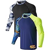 2 Pack Men's Sun Protection Long Sleeve Swim Shirts UPF 50+ Loose Fit Rash Guards Fishing Quick Dry Clothing