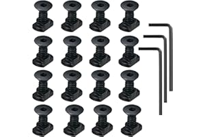 PECAWEN 16 Pack T-Nut Screw Replacement Sets,Compatible with Rail Mount, with Thread Locking Screws, Wrench and Nuts, Hardware for Standard Rail Systems (16 x Screws, 16 x Nuts and 3 x Wrench)…