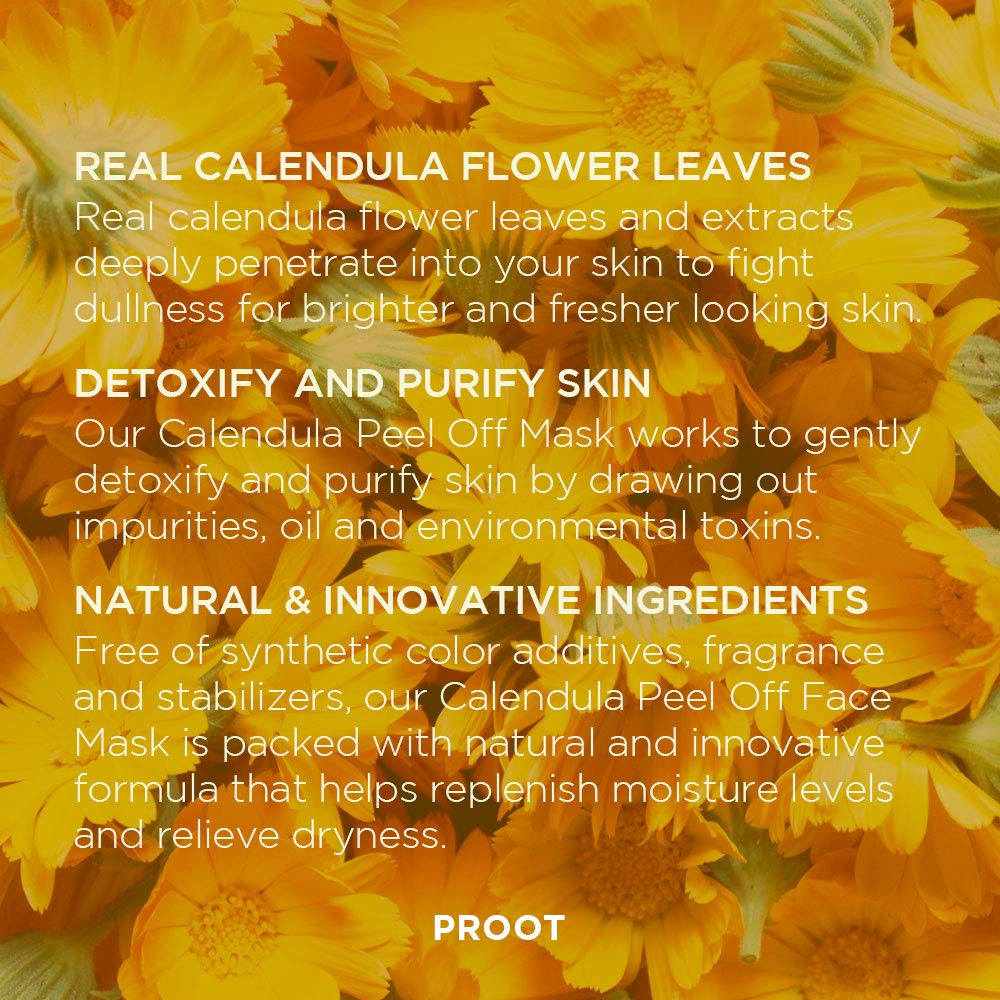 Calendula Peel Off Mask | With Herbal Infused Brightening Serum | Formulated with Real Calendula Flower Leaves and Extracts | Korean Skin Care, Vegan, Cruelty-Free | 3.38 oz