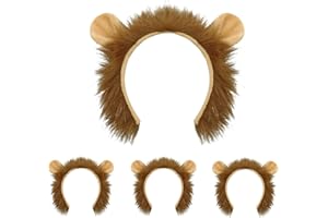 Beviliu Lion Ears Headband - 4 Pack Animal Ears Headband for Adults, Halloween, Christmas, Cosplay, Animals Party, Brown, Soft, Comfortable, Wide Application, Ideal Gift