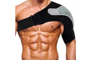 RUNZI Shoulder Stability Brace Adjustable Shoulder Support with Pressure Pad, Light Breathable Neoprene Rotator Cuff Shoulder Support for Sport, Dislocated AC Joint, Labrum Tear, Shoulder Pain