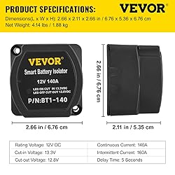 VEVOR Split Charge Relay Kit, 6mtr 12V, Automatic