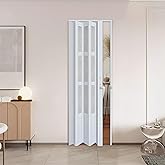 CCBOYSHARDWARE 42" x 80" PVC Accordion Door with Lock and Handle, White | Double-layer PVC Folding Door for Closets, Bedrooms &amp; Room Dividers, Space-Saving, Trim-to-Fit, Waterproof