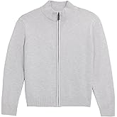 X RAY Boy's (4-12) Full Zip Mock Neck Cardigan Sweater, Kids Classic Fit Soft Lightweight Knit Sweater
