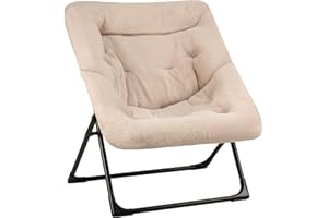 Mordchil HF Comfy Saucer Chair for Adults, Soft Faux Fur Bedroom Chair, Accent Dorm Chairs, Flexible Living Room Reading Chai