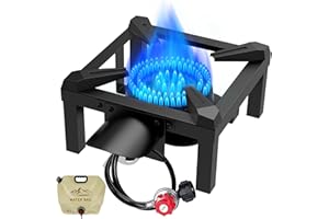 BESTFIRE Propane Portable Stove, 100,000 BTUs High Pressure Single Propane Burner with 4.1ft Hose and Regulator, Outdoor Cook