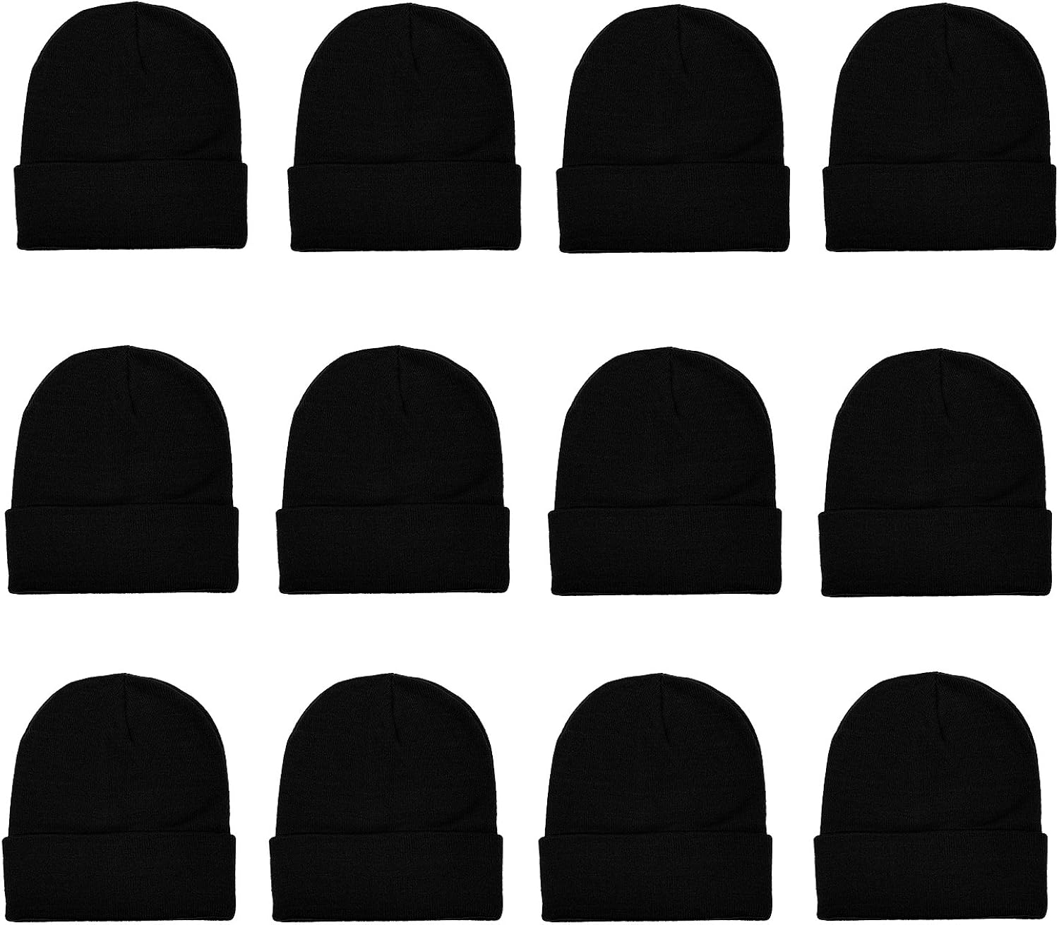Gelante Unisex Beanie Cap Knitted Warm Solid Color Multi-Packs (12 Pack: Black) at  Men’s Clothing store