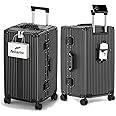 feilario 26in Aluminum Frame Hardside Spinner Wheels Luggage, Zipperless Checked Super Large Captain Suitcase with Cup Holder/Phone Holder