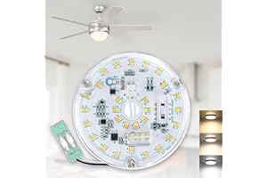 CAISENS 4 Inch Ceiling Fan LED Light Replacement, 18W 2200LM 3000K 4000K 5000K LED Ceiling Fan Light Kit, Ceiling Fan Light Kit Replacement, 120V, CRI90, Dimmable