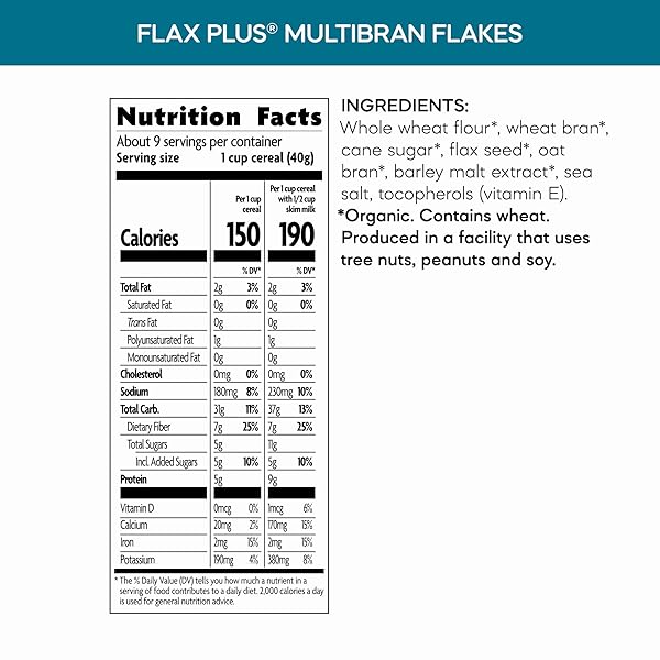 NATURE’S PATH ORGANIC FLAX PLUS MULTIBRAN FLAKES CEREAL, 13.25 OZ (PACK OF 1), NON-GMO