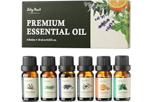 BABYPEACH Essential Oils Set - Essential Oils -Top 6 Aromatherapy Oils Perfect for Diffuser, Humidifier, Candle Making,Home Care,Gifts - Lavender, Eucalyptus, Orange, Peppermint, Lemongrass, Tea Tree (10ml)