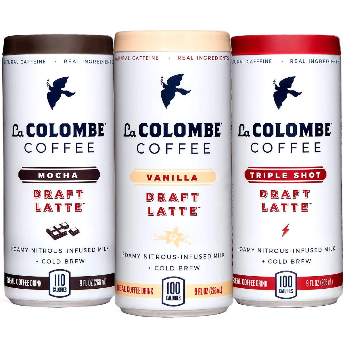 La Colombe Draft Latte Cold-Pressed Espresso Variety 9 oz Can (Mocha/Triple Shot/Vanilla, 12-pack)
