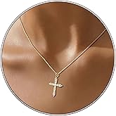 Partm Cross Necklace for Women Dainty Cross Pendant Choker 14K Gold Plated Trendy CZ Diamond Cross Charm Necklace Hypoallergenic Delicate Faith Jewelry Religious Gifts for Women