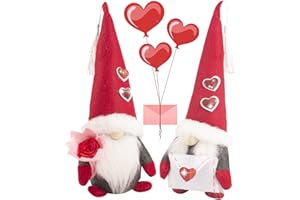 WISHDIAM 12" Valentine Gnomes Plush Gift Decor, Farmhouse Happy Birthday Gnomes Decorations, Scandinavian Tomte Gifts for Graduation Birthday Christmas Valentines, for Girlfriend Wife Daughter Lover