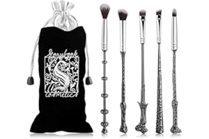 LENDOO Wi-zard Wand Makeup Brushes Set, Potter Make Up Brush Set for Women Girls 5pcS，Best Harry Gifts for kids(Silver)