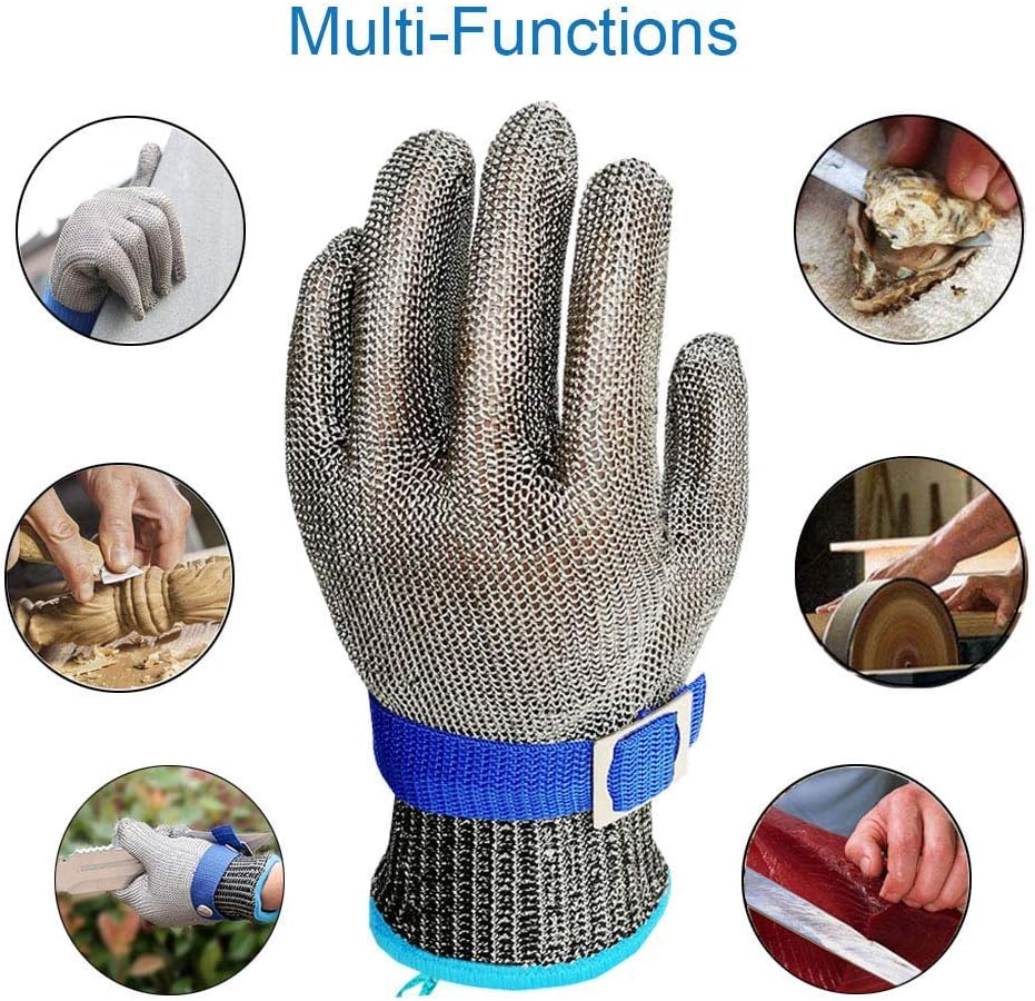 Schwer Cut Resistant Glove-Stainless Steel Wire Metal Mesh Butcher Safety Work Glove for Meat Cutting, fishing(Medium) - - 