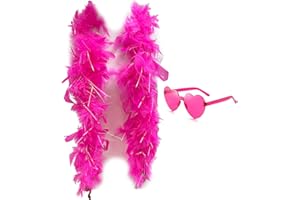 YBHOMINE Feather Boa with Heart Rimless Sunglasses,4 ft Feather Boa for Bachelor Party Halloween Christmas Costume Accessory