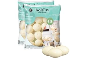BOLSIUS Unscented 1.75" Floating Candles - Pure Rich Creamy Ivory, 40 Set - Smokeless, European Quality - Imbue Breathtaking Ambiance for Romantic Wedding Centerpieces, Decorations, Holiday Parties