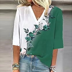 Womens Blouses Dressy Casual 3/4 Length Sleeve Tops