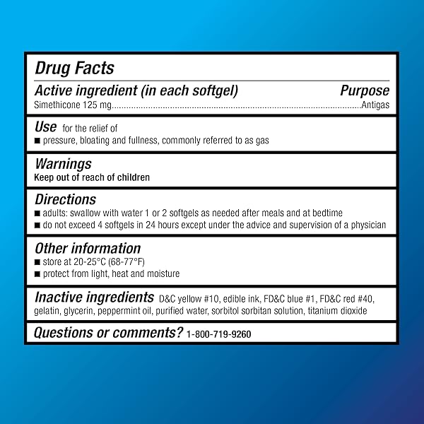 AMAZON BASIC CARE GAS RELIEF SOFTGELS, SIMETHICONE 125 MG, EXTRA STRENGTH ANTIGAS, 30 COUNT
