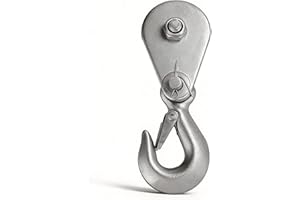 1 Ton 1000kg Single Sheave Pulley Block with Hook High Strength Steel, Heat Treated Integrated Casting and Ball Bearing Smoot