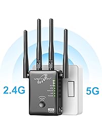 VICTONY 1200Mbps WiFi Repeater for 2.4G and 5G WiFi Signal Booster with 4 High Gain External Antennas 360 Degree WiFi Range Extender
