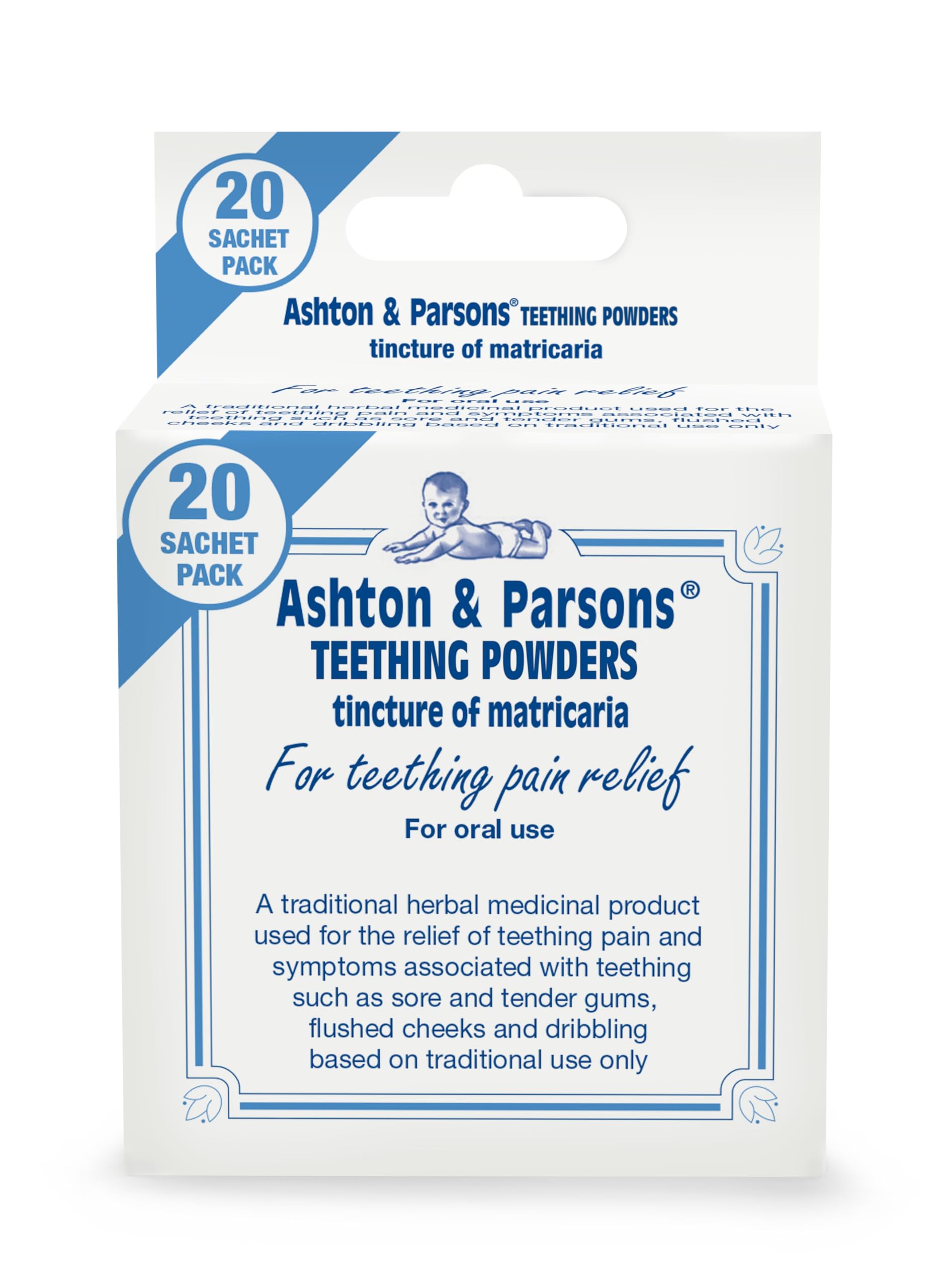 Ashton & Parsons Teething Powders, Used to Soothe Teething Pain and Symptoms, for Babies from 3 Months+, Natural Traditional Remedy, UKโs No1 Teething Brand in Pharmacy*, Pack of 20. โ image 1