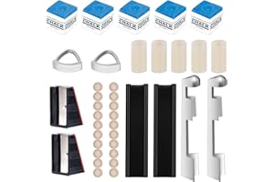 36pcs Pool Cue Repair Kit, Replacement Kit for Billiard Cues Include 2 Cue Tip Clamps 20 Cue Tips 2 Shapers 5 Chalk Cubes 5 F