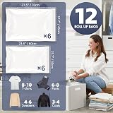 TAILI Roll Up Vacuum Storage Bags 12 Pack Large 27.5x17.7 & Medium 23.6x15.7 view 3
